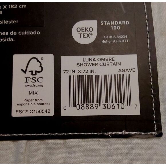 UGG Luna Ombre Fabric Shower Curtain 72 x72 Inches Cotton Blend AGAVE Light Blue - Picture 8 of 8